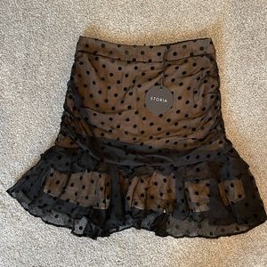 Storia black mesh polka dot skirt